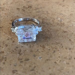Princess Engagement Ring Cz clear Cz Pink inside